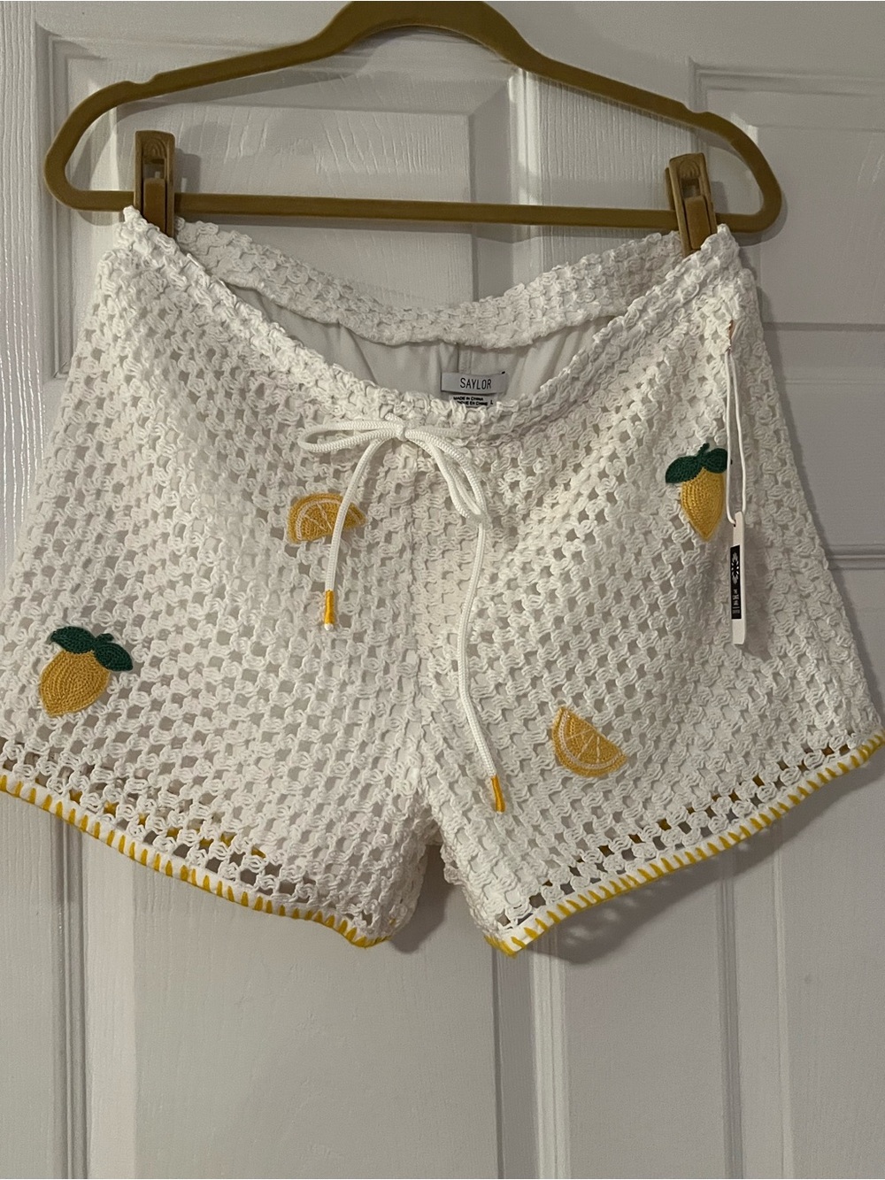 SAYLOR Blithe Crochet Shorts.